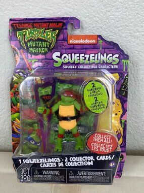 TMNT Mutant Mayhem Squeezelings Raphael Figure w/ 2 Cards Sealed